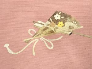 アンティーク　作家物　蓑虫　扇模様名古屋帯